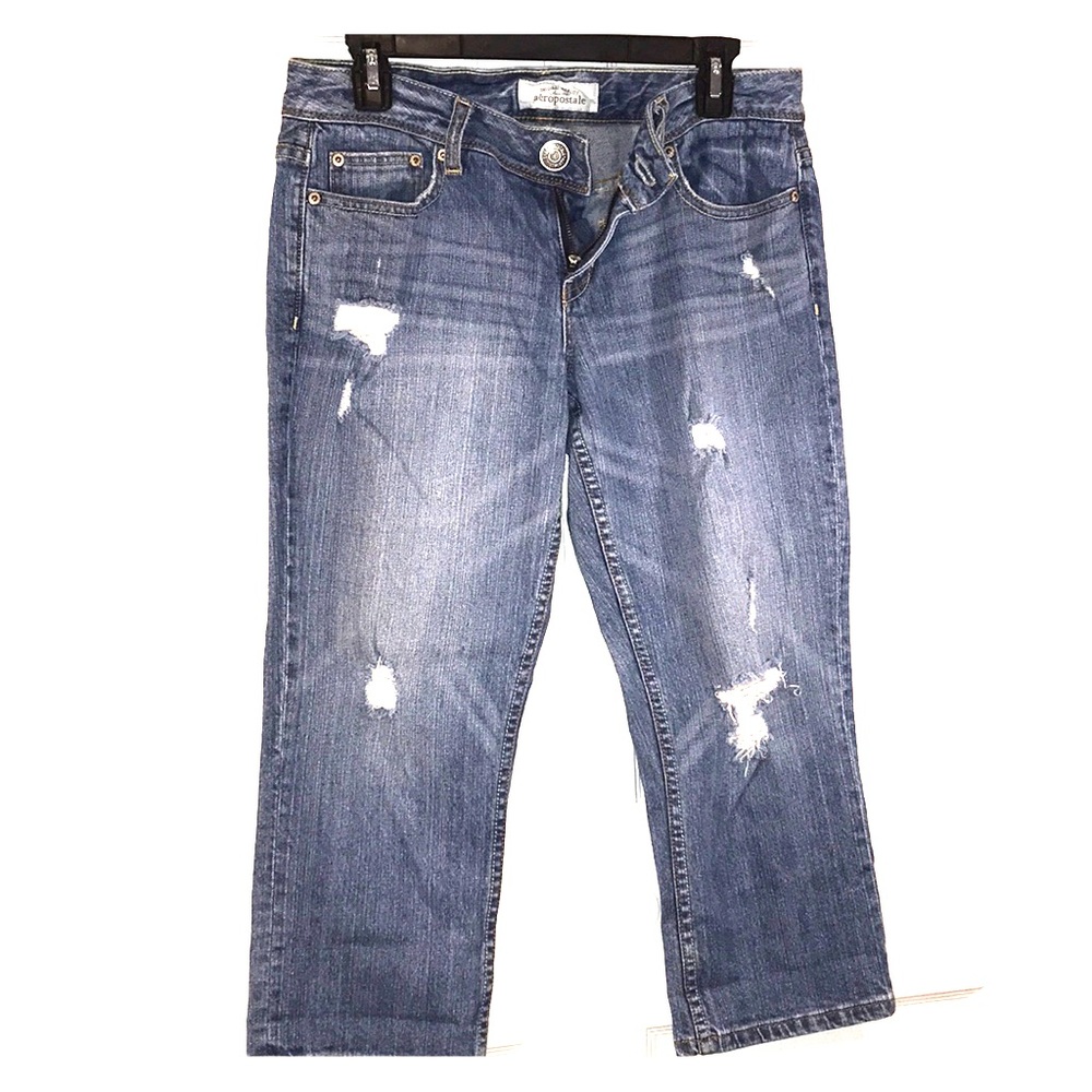 Aeropostale Pre-Distressed Crop Jeans
